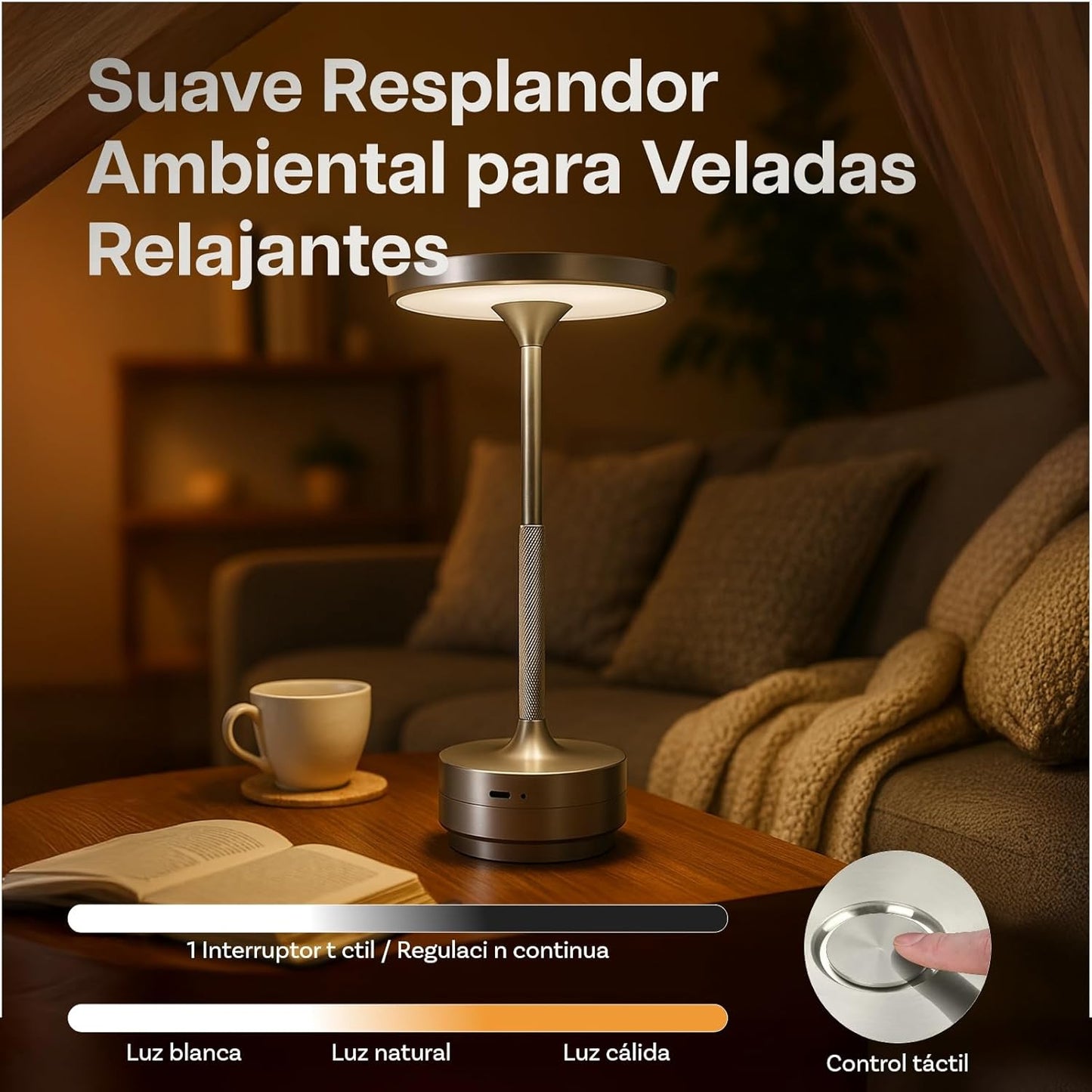 Aura Premiun – Lámpara de Mesa Inalámbrica para Ambientes Sofisticados
