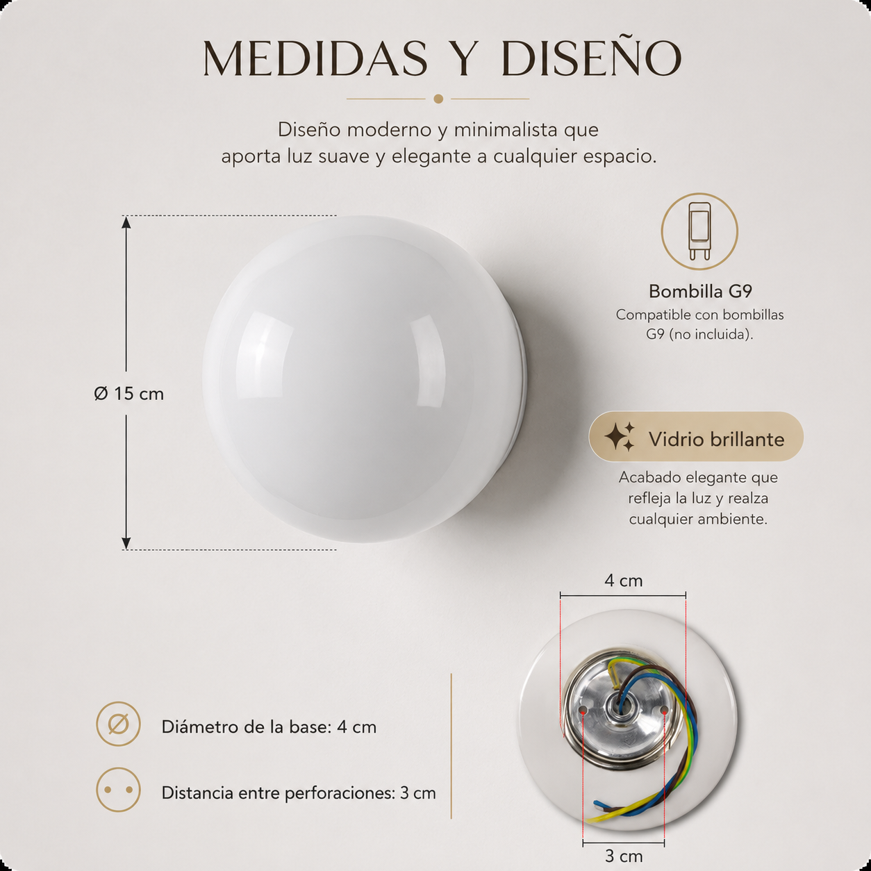 Éclat Orb™ – Aplique Bauhaus de Cristal Opal – Velora Wall