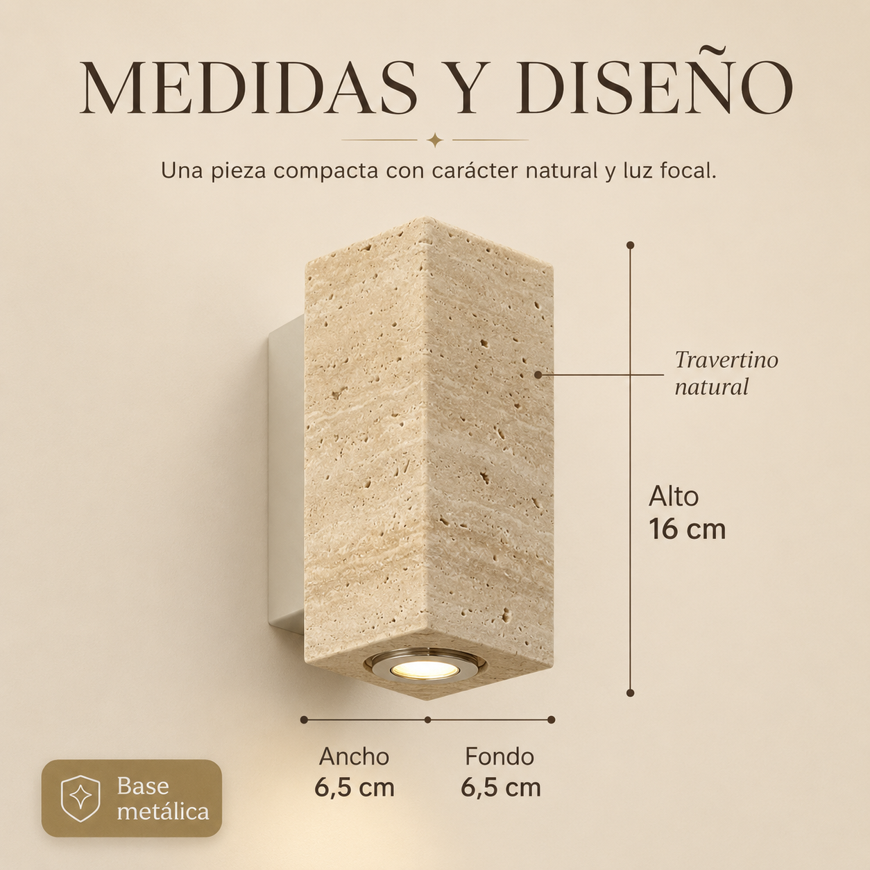 Tierra Akari™ – Aplique Wabi-Sabi de Travertino – Velora Wa