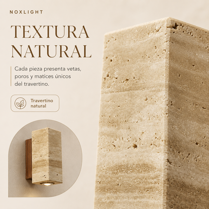 Tierra Akari™ – Aplique Wabi-Sabi de Travertino – Velora Wa