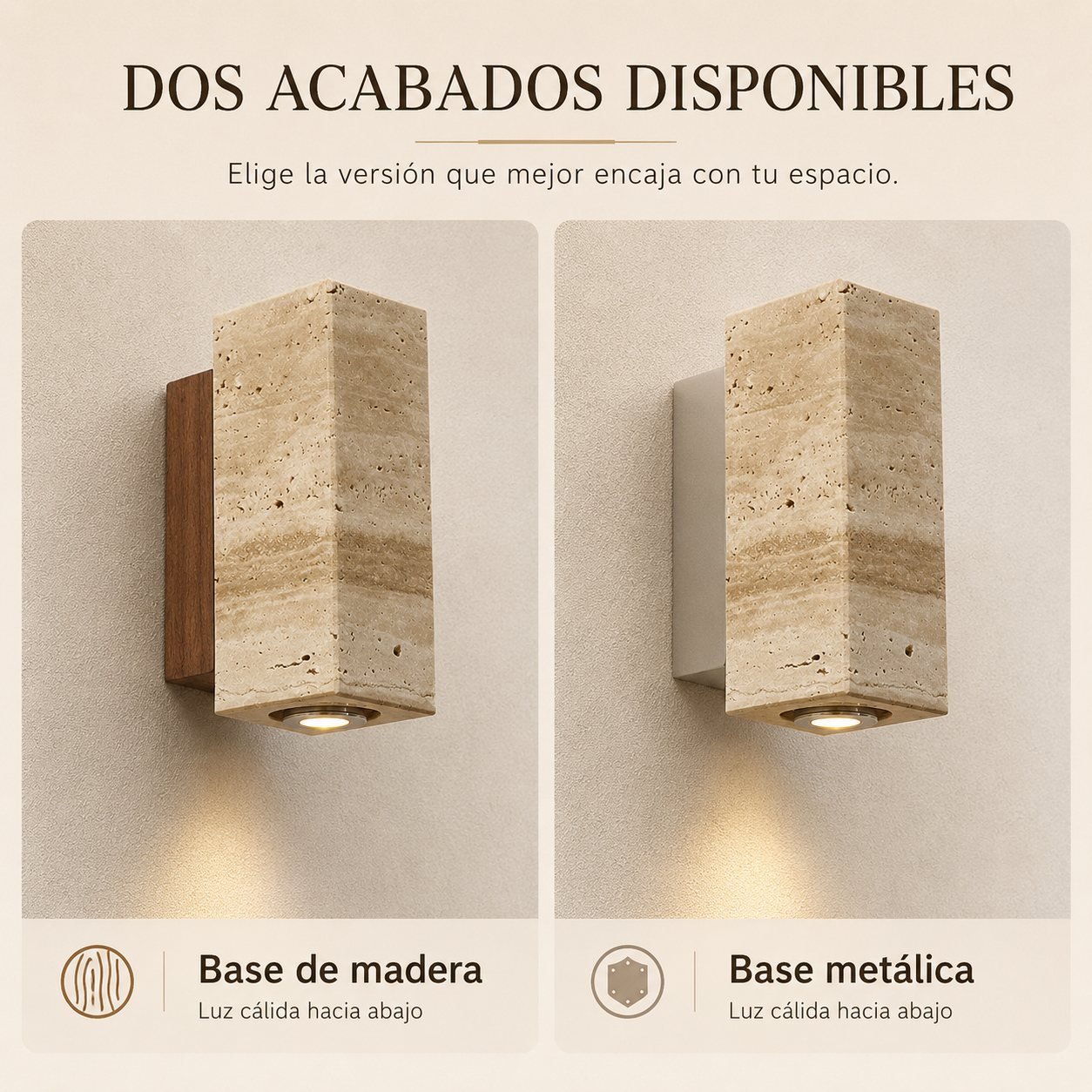 Tierra Akari™ – Aplique Wabi-Sabi de Travertino – Velora Wa