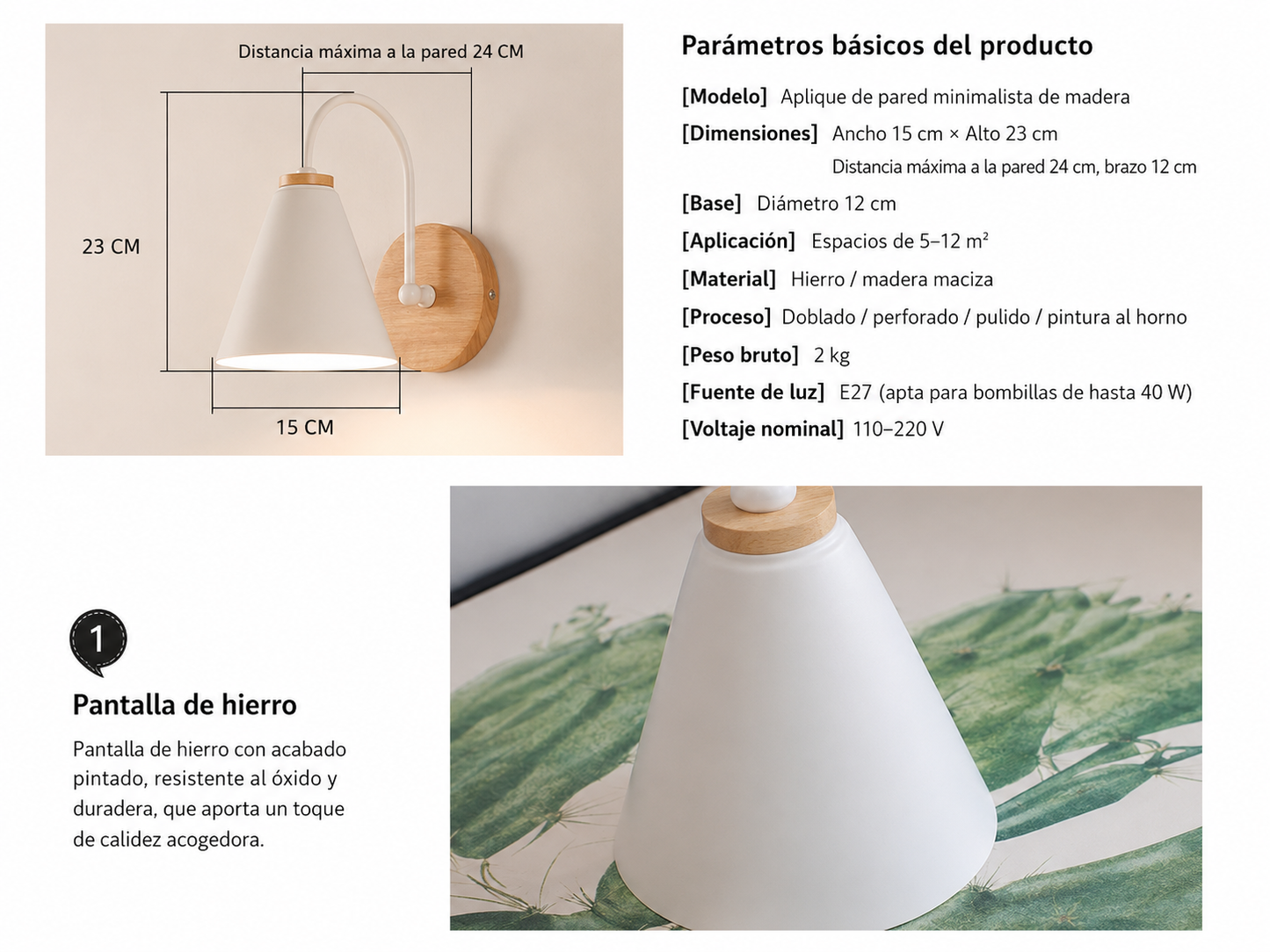 Lámpara de Pared Nórdica de Madera Macaron – Velora Wall