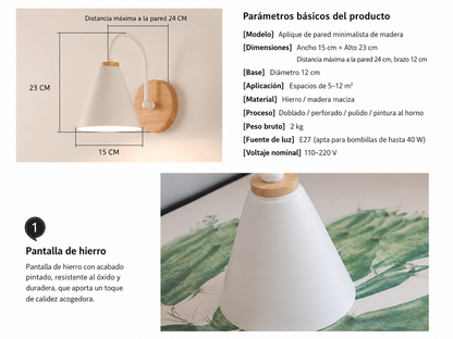 Lámpara de Pared Nórdica de Madera Macaron – Velora Wall