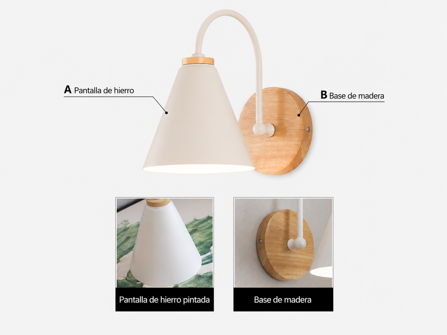 Lámpara de Pared Nórdica de Madera Macaron – Velora Wall