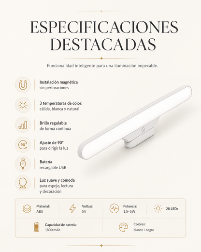 Liora – Lámpara Magnética para Espejo y Armario