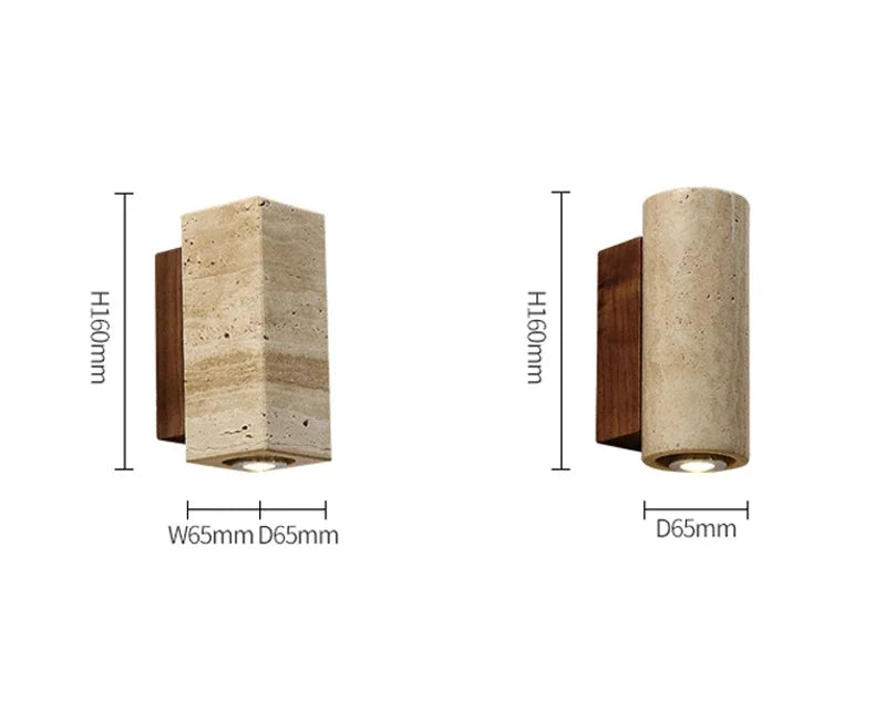 Wabi Sabi Yellow Marble Wall Lamp Led Bedside Japan Bedroom Living Room Wall Light Travertine Stair Corridor Decor Sconce