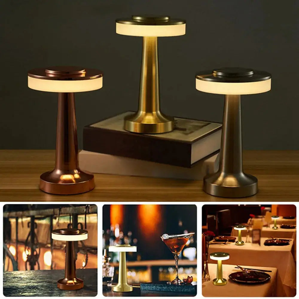 Lámpara Retro LED Dorada – Luz Ambiental Regulable para Dormitorio y Restaurante