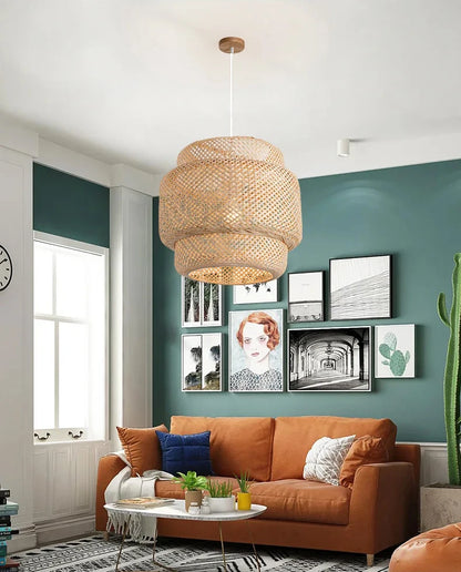 Lámpara Colgante Artesanal de Bambú para Ambientes Japandi – Noctis Ceiling