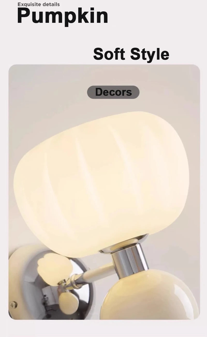 QUASHION Nordic Home Decor Wall Lamps Plastic And Iron Material Sconce Lightings Modern Soft Style Pumpkin Shape Bedroom Lustres