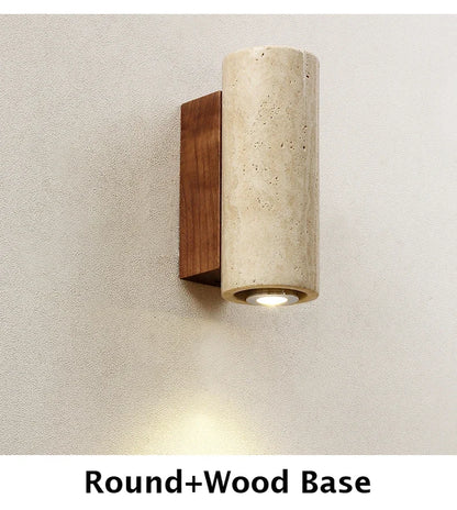 Wabi Sabi Yellow Marble Wall Lamp Led Bedside Japan Bedroom Living Room Wall Light Travertine Stair Corridor Decor Sconce