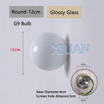 New Concealed Base Glass Wall Lamps French Bauhaus Milky White Round Ball Wall Light for Bedside Living Room Bathroom Mirror Dec
