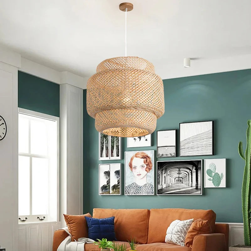 Lámpara Colgante Artesanal de Bambú para Ambientes Japandi – Noctis Ceiling