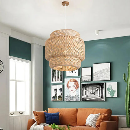 Lámpara Colgante Artesanal de Bambú para Ambientes Japandi – Noctis Ceiling
