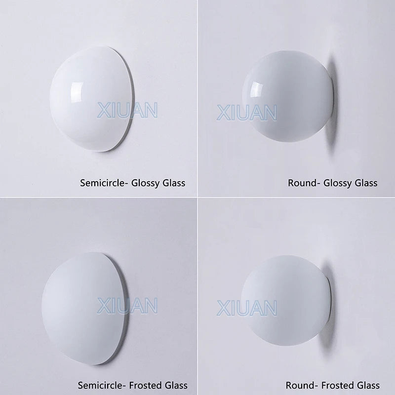 New Concealed Base Glass Wall Lamps French Bauhaus Milky White Round Ball Wall Light for Bedside Living Room Bathroom Mirror Dec
