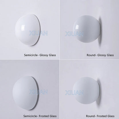 New Concealed Base Glass Wall Lamps French Bauhaus Milky White Round Ball Wall Light for Bedside Living Room Bathroom Mirror Dec