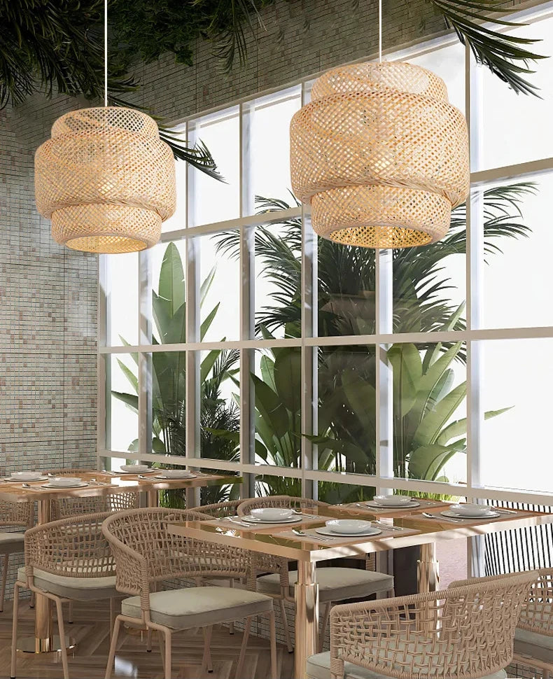 Lámpara Colgante Artesanal de Bambú para Ambientes Japandi – Noctis Ceiling
