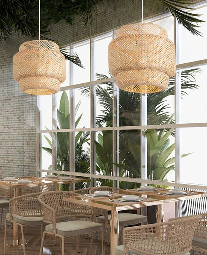 Lámpara Colgante Artesanal de Bambú para Ambientes Japandi – Noctis Ceiling