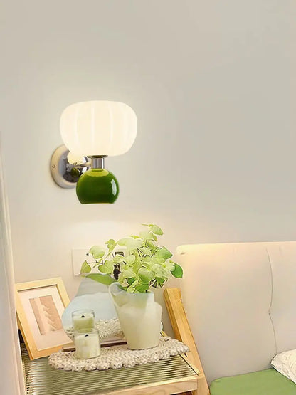QUASHION Nordic Home Decor Wall Lamps Plastic And Iron Material Sconce Lightings Modern Soft Style Pumpkin Shape Bedroom Lustres