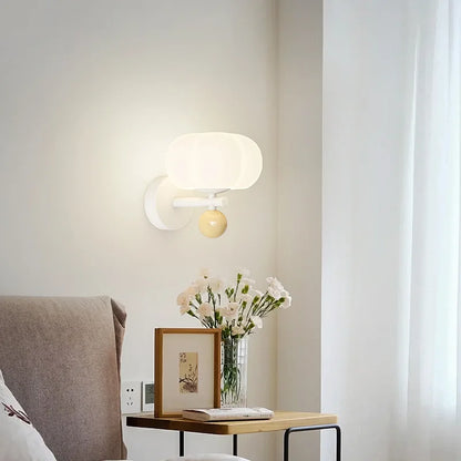 QUASHION Nordic Home Decor Wall Lamps Plastic And Iron Material Sconce Lightings Modern Soft Style Pumpkin Shape Bedroom Lustres