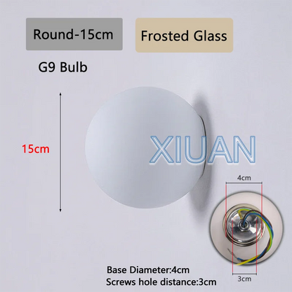 New Concealed Base Glass Wall Lamps French Bauhaus Milky White Round Ball Wall Light for Bedside Living Room Bathroom Mirror Dec