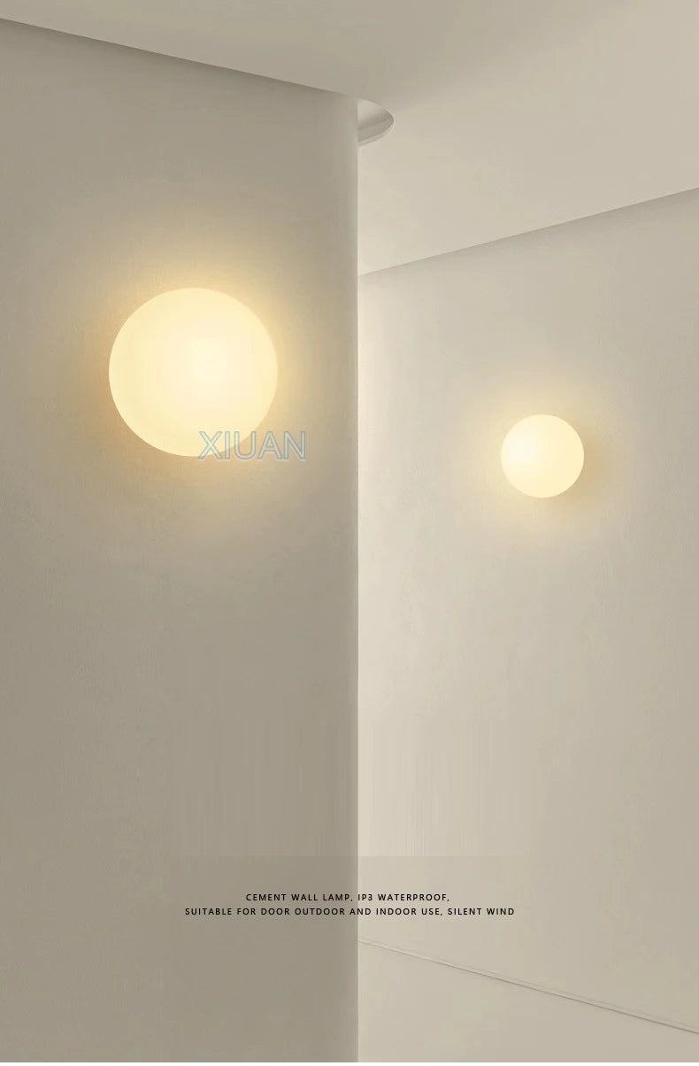 New Concealed Base Glass Wall Lamps French Bauhaus Milky White Round Ball Wall Light for Bedside Living Room Bathroom Mirror Dec