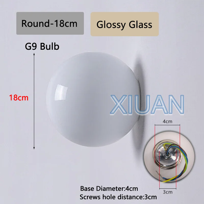 New Concealed Base Glass Wall Lamps French Bauhaus Milky White Round Ball Wall Light for Bedside Living Room Bathroom Mirror Dec