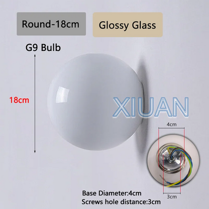 New Concealed Base Glass Wall Lamps French Bauhaus Milky White Round Ball Wall Light for Bedside Living Room Bathroom Mirror Dec