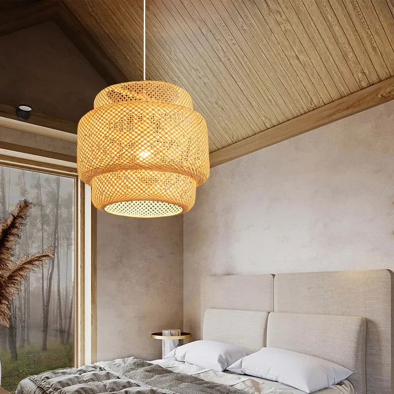 Lámpara Colgante Artesanal de Bambú para Ambientes Japandi – Noctis Ceiling