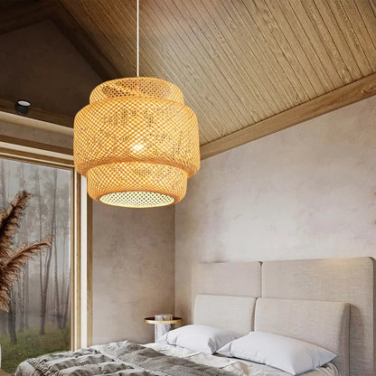 Lámpara Colgante Artesanal de Bambú para Ambientes Japandi – Noctis Ceiling