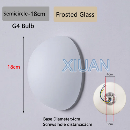 New Concealed Base Glass Wall Lamps French Bauhaus Milky White Round Ball Wall Light for Bedside Living Room Bathroom Mirror Dec
