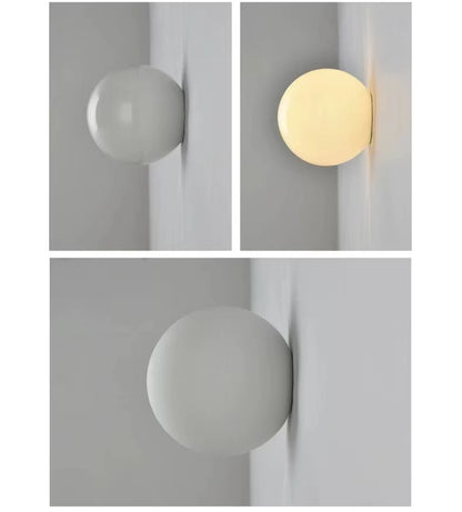 New Concealed Base Glass Wall Lamps French Bauhaus Milky White Round Ball Wall Light for Bedside Living Room Bathroom Mirror Dec
