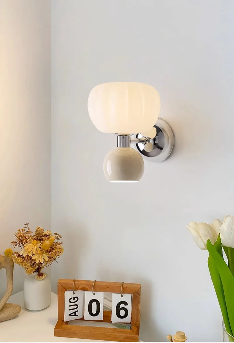 QUASHION Nordic Home Decor Wall Lamps Plastic And Iron Material Sconce Lightings Modern Soft Style Pumpkin Shape Bedroom Lustres