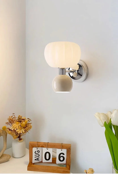 QUASHION Nordic Home Decor Wall Lamps Plastic And Iron Material Sconce Lightings Modern Soft Style Pumpkin Shape Bedroom Lustres