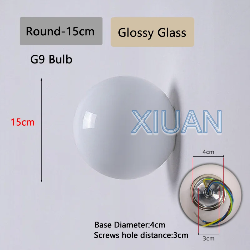 New Concealed Base Glass Wall Lamps French Bauhaus Milky White Round Ball Wall Light for Bedside Living Room Bathroom Mirror Dec