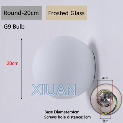New Concealed Base Glass Wall Lamps French Bauhaus Milky White Round Ball Wall Light for Bedside Living Room Bathroom Mirror Dec
