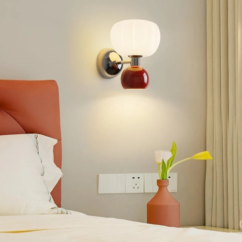 QUASHION Nordic Home Decor Wall Lamps Plastic And Iron Material Sconce Lightings Modern Soft Style Pumpkin Shape Bedroom Lustres
